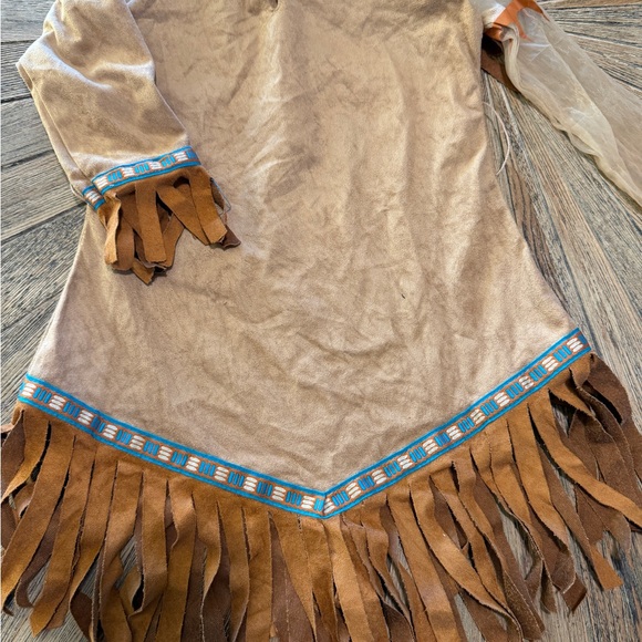 Disney Store Pocahontas Costume Dress kids XXS Fringed Princess Native American - Picture 8 of 8